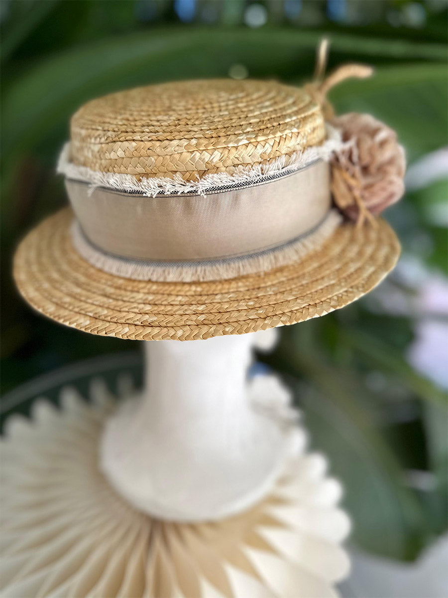 Sombrero canotier de paja natural Magdalena