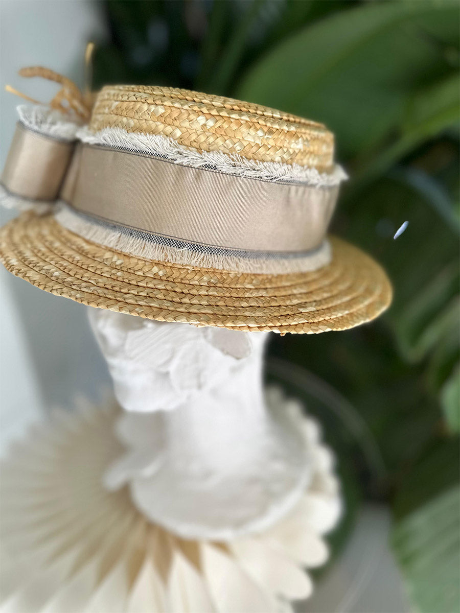 Sombrero canotier de paja natural Magdalena