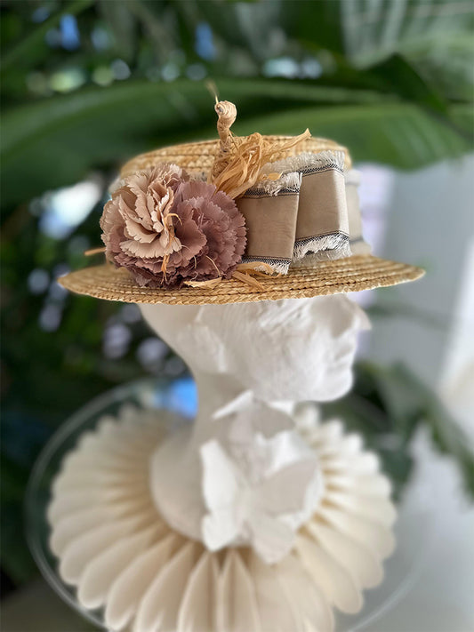 Sombrero canotier de paja natural Magdalena